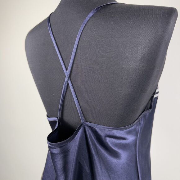 Vintage Petra Fashions Navy Slip Dress Medium Strappy Nightgown Made in USA - Picture 2 of 6